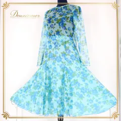 社交ダンス 衣装 スタンダード セットアップ レッスンウェア パーティー ブルー系 グリーン系 水色 緑 花柄 ラインストーン Matsuya フェミニン 2ピース ダンスウェア スカートセット レディース おしゃれ お出かけ