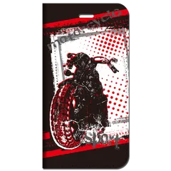 iPhone17 iPhone16  他 手帳型 ケース バイクシルエットB-レッド ★ iPhone SE 8 13 12 他 iPhone各機種対応可能 スマホケース ★ 5r
