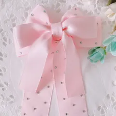 ❤️155ラインストーンリボンバレッタ❤️ピンク