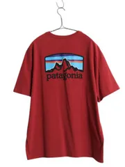 【お得なクーポン配布中!】 パタゴニア 両面 プリント 半袖 Tシャツ メンズ L / 古着 アウトドア バックプリント クルーネック カットソー グラフィック ワイン レッド