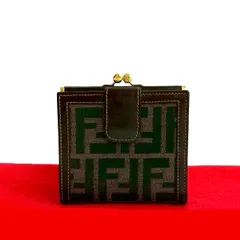 極 美品 FENDI フェンディ ズッカ FF 柄 キャンバス レザー 本革