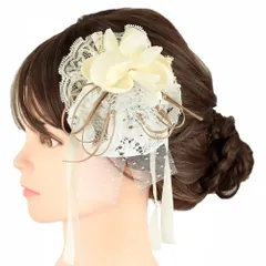 髪飾り 成人式 振袖 前撮り 袴 花 リボン 白 レース 紐 ビーズ 花ごころ 和装 粋 日本製 お洒落 卒業式 結婚式 入園式 卒園式 No.12-0712