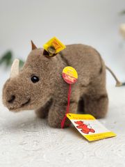 送料無料★シュタイフ★Rhinoceros Nosy 9cm＆Jumbo Elephant 14cm＆Rhinoceros Nosy 10cm★ビンテージ★Steiff