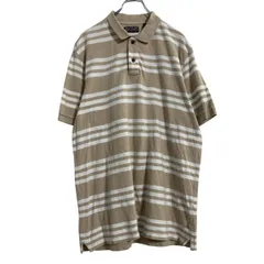 CHAPS 半袖 ポロシャツ L ベージュ ホワイト チャップス ボーダー 古着卸 アメリカ仕入 a612-8176