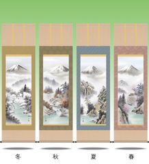 四季山水画 掛軸-四季風情[四幅組]/伊藤渓山(尺五)床の間 和室 オシャレ モダン 高級 表装 ギフト インテリア 贈答 四季 掛け軸 KZ1B4-20Set