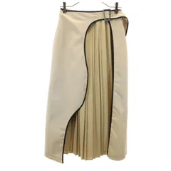 UNITED TOKYO ユナイテッドトウキョウ 日本製 プリーツ切替 ロング丈 アートカット ラップスカート 2 ベージュ レディース 古着