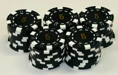 カジノチップ 数字入り 【ばら売り50枚単位】 ポーカーチップ マージャン 麻雀 (黒＄5)