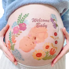 tuzuru マタニティフォト ボディペイントシール タトゥーシール 練習用シール付き 貼り方説明書付き (D)