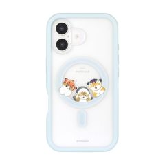 【在庫処分】対応 プランプフレームケース MagSafe iPhone16 ブルー mofusand MOFU-65BL グルマンディーズ