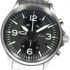 新品純正替えベルト付 SINN ジン 756 クロノグラフ デイト 黒 ブラック SS ステンレス メンズ 自動巻き【6ヶ月保証】【腕時計】