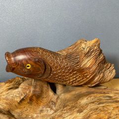 木彫り　鯉　彫刻　アンティーク