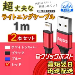 2本 赤 ライトニングケーブル 純正品同等 充電器 アイフォン <oR