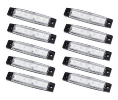 新品 12V車用 LED サイドマーカー ランプ 6連 汎用 10個セット トレーラー 軽トラ イルミネーション デイライト カスタム 小型 角マーカー (ホワイト発光)