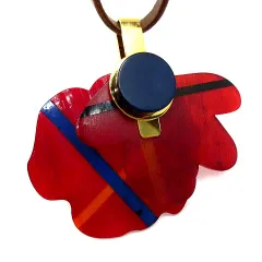 マルニ MARNI レザー ロング ネックレス ペンダント レッド ブラウン ゴールド ☆AA★のサムネイル