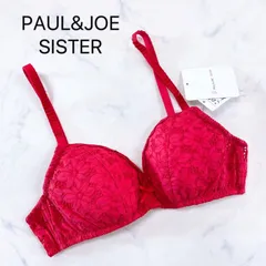 【新品タグ付き】PAUL＆JOE SISTER　ポールアンドジョーシスター　ブラジャー　ランジェリー　下着　ワイヤーなし　パッドあり　アジャスター付き　レッド　コットンレース　フラワーレース　マーガレット柄　定価5300円　ブランド下着　見せブラ　勝負下着のサムネイル