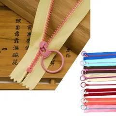 JeeSoarToFar 8PCS 30CM #3 プラスチックファスナー、リングプルタブ付き、DIY裁縫クラフトバッグ用、衣服用レジンファスナー、8色アソート