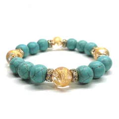 12mm 四神獣金彫水晶×ターコイズ パワーストーン ブレスレット 運気上昇 開運 金運 健康運 厄除け お守り 青龍 白虎 玄武 朱雀 （ゴールド）メンズ・レディース　男性・女性　数珠ブレス　開運 /2 [15]