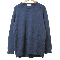 ノンネイティブ nonnative 美品 DWELLER SWEATER WOOL YARN ニット セーター 厚手 ウール 長袖 クルーネック 1 M相当 紺 ネイビー Xのサムネイル