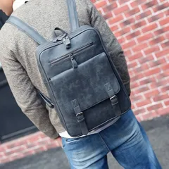 スクエア型　英国風　リュック 通勤 通学　大人　メンズ ＆レディース　ノートパソコン　PC　書類　教科書　大容量　出張、旅行　グレー