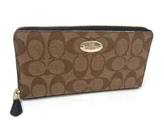 COACH コーチ F52682 シグネチャー PVC ラウンドファスナー 長財布 ウォレット レディース ブラウン系 DI8812