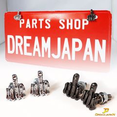 ナンバーボルト バイク カスタムボルト フィンガー 中指 ドレスアップボルト 2個セット【シルバー・ブラック】d187【Dream-Japan】