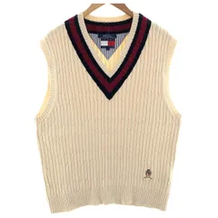 古着 90年代~ トミーヒルフィガー TOMMY HILFIGER Vネック チルデン コットンニットベスト メンズL相当 ヴィンテージ/eaa381022