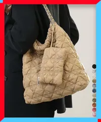 新品 キルトチェーンバッグ レディース ポーチ付トートバッグ おしゃれ 軽量 肩掛けカバン 旅行鞄 無地 手提げバッグ 【送料無料】