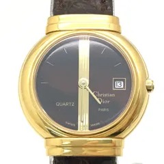ディオール 腕時計 デイト ブラウン×ゴールド レディース 稼働品 1-861
