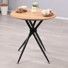 カフェテーブル 丸 70cm 円形 テーブル ダイニングテーブル 丸テーブル 2人 サイドテーブル シンプル おしゃれ 北欧 ティーテーブル パソコンデスク 2人掛け デスク 机 食卓丸型 かわいい 70センチ モダン メラミン天板 木目調 一枚板のサムネイル