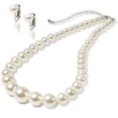 [LunArts] パールネックレス 1連 （イヤリング） セット 8mm 真珠 冠婚葬祭 結婚式 真珠ネックレス 公式宝珠