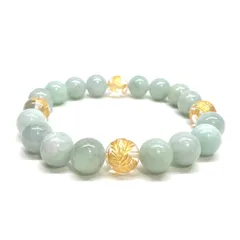 10mm 四神獣金彫水晶×ビルマ翡翠 パワーストーン ブレスレット天然石 運気上昇 開運 幸運 恋愛運 お守り 青龍 白虎 玄武 朱雀（シンプル）メンズ・レディース　男性・女性　数珠ブレス　開運 [6]