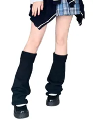 [ネクストグランツ] レディース ルーズソックス レッグウォーマー 白 黒 グレー 人気 学生 ロング ソックス 靴下 レッグカバー 防寒 冷え 対策 (黒) [ブラック] [Free Size]