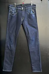 REPLAY リプレイ アンバス ハイパーフレックス ダメージ加工 スリム フィット デニム パンツ ストレッチ M 914Y.000.661 Y70