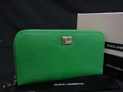 ■新品同様■ DOLCE＆GABBANA ドルチェ&ガッバーナ リザード型押しレザー ラウンドファスナー 長財布 ウォレット グリーン系 BP2415のサムネイル