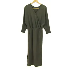 ミラオーウェン ワンピース 長袖 Vネック トップス レディース Oサイズ カーキ系 Mila Owen 【中古】