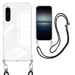 weiaoluo Xperia 1 II ケース SO-51A ケース SOG01スマホケース クリア ショルダー 耐衝撃 tpu バンパー 肩掛け 斜めかけ 首掛け 縄掛け 透明 エクスペリア1 II カバー ック ストラップ付き 斜めがけ 織りストラッ 0