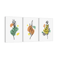 【在庫処分】アートパネル 3枚 抽象アート シンプル ファッション 植物 花 壁ポスター アート装飾絵画 リビングルーム 玄関 ソファー背景 壁掛け装飾 完成品 木枠