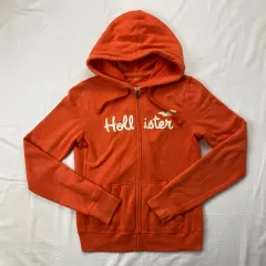 Hollister(ホリスター) y2k オレンジ ジップアップパーカー フード付き アバクロンビーフレーバー