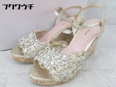 ◇ Bridget Birkin 装飾付き アンクルストラップ ウェッジソール サンダル 22ｃｍ相当 ゴールド レディース 【1002798892767】