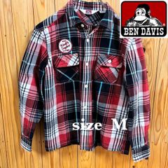 【古着】BENDAVIS(ベンデイビス)長袖シャツ M 赤系チェック柄 アメカジ 未使用に近いが訳あり ワッペン