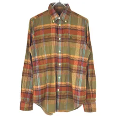 RALPH LAUREN ラルフローレン CLASSIC FIT ポニー刺繍コットンチェックB.Dシャツ  ブラウン系 XS