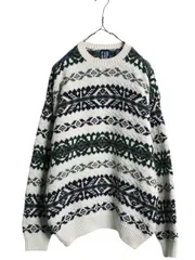 【お得なクーポン配布中!】 90s OLD GAP ノルディック 立体編み コットン ニット セーター メンズ XL オールド ギャップ 大きいサイズ 3D ヘビーウェイト マルチカラー