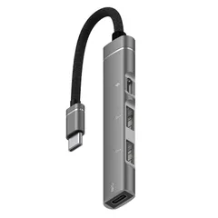 USB C ハブ 4 in 1 USB Type c 変換アダプタ データ転送 USBポート2つ搭載  USB変換アダプター 小型 軽量 MacBook/iPad Proなど対応 グレー