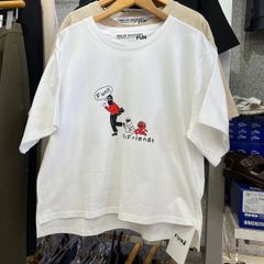 残り2点‼️レディース‼️STEER steer ステア⚫︎ojisan FUN ファン　半袖　Tシャツ　F フリー　ホワイト　ブラック　ベージュ