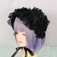 濡黒花　ヘッドドレス　ロリータ　ゴスロリ　ブラック