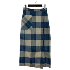 OZOC オゾック チェック タイトスカート size40/ホワイト×ブルー系