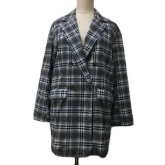 レディアゼル REDYAZEL ジャケット テーラード ダブル チェック オーバーサイズ 長袖 S グレー 紺 ネイビー