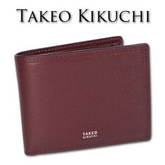 タケオキクチ TAKEO KIKUCHI イタリアンレザー 二つ折り財布 マックス ボルドー メンズ 定価17,600円 本革 レザー プレゼント ギフト 無料ラッピング可能