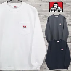 新品 メンズ ベンデイビス BEN DAVIS 長袖 Tシャツ 長袖Tシャツ ロンT ポケット付 無地 シンプル ワンポイント ゴリラ ユニセックス レディース 白 ホワイト グレー チャコール 黒 ブラック