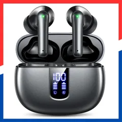 【数量限定】装着感快適 ハンズフリー通話 初心者/テレワーク/通勤/通学（パールブラック） マイク内蔵 タッチ操作 LEDディスプレイ イヤホン イヤホン ノイズキャンセリング Type-c急速充電 自動ペアリング 48時間再生可能 Bluetooth5.3技